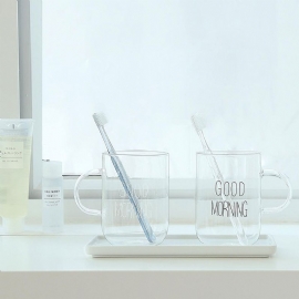 Glasstannbørsteholder Baderom Transparent Kopp Med Stor Kapasitet Koreansk Vaskekopp Innganger Trinn Motekrus For Voksen