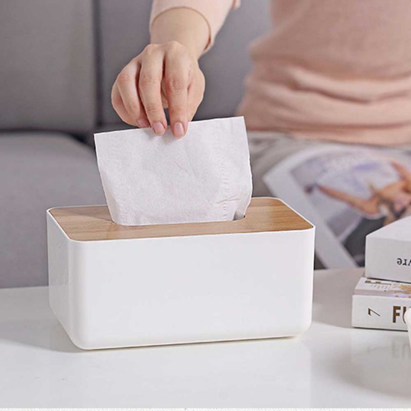 Tredeksel Tissue Box Serviett Trykt Boks Dispenser Plast Papirhåndkleholder Oppbevaringsorganisering