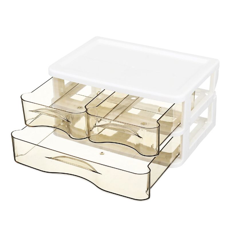 2-4-lags Kosmetikk Desktop-oppbevaring Box Office Skuff Plast Transparent Rack