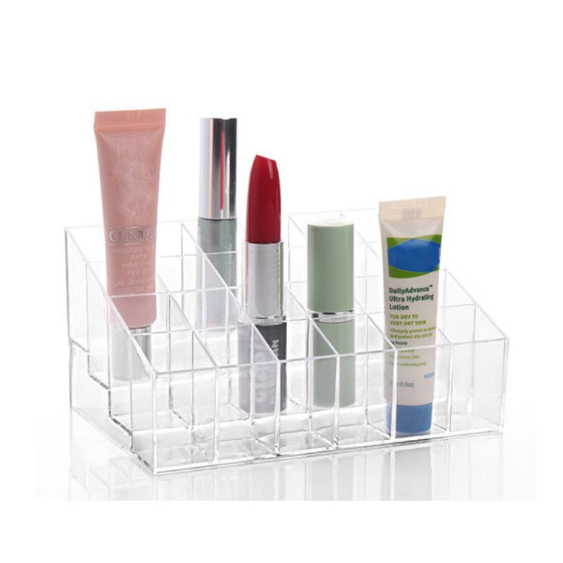 24 Leppestiftholder Display Stand Klar Akryl Makeup Organizer Diverse Gjennomsiktige Oppbevaringsbokser