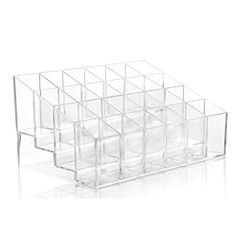 24 Leppestiftholder Display Stand Klar Akryl Makeup Organizer Diverse Gjennomsiktige Oppbevaringsbokser