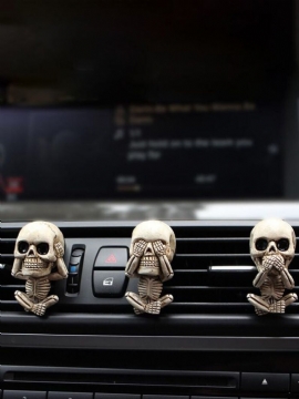 3 Stk Sett Creative Resin Halloween Bone Skull Skjelett Diffuser Car Vent Clip Air Freshener Car Lucky Ornament