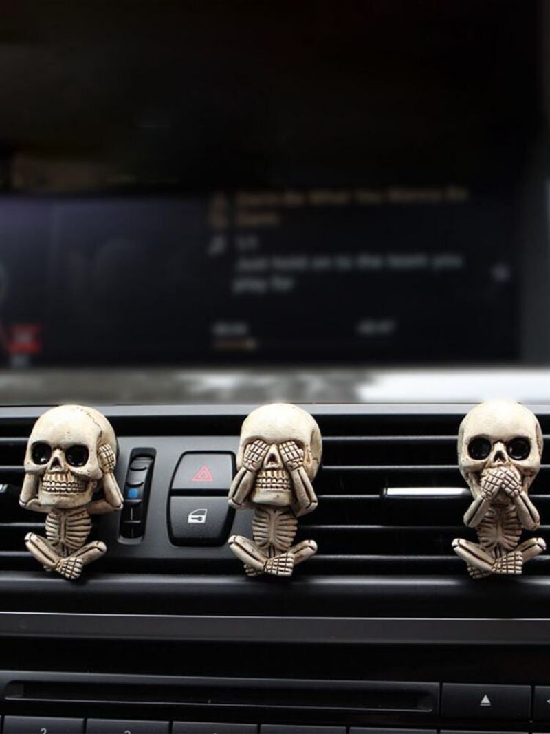 3 Stk Sett Creative Resin Halloween Bone Skull Skjelett Diffuser Car Vent Clip Air Freshener Car Lucky Ornament