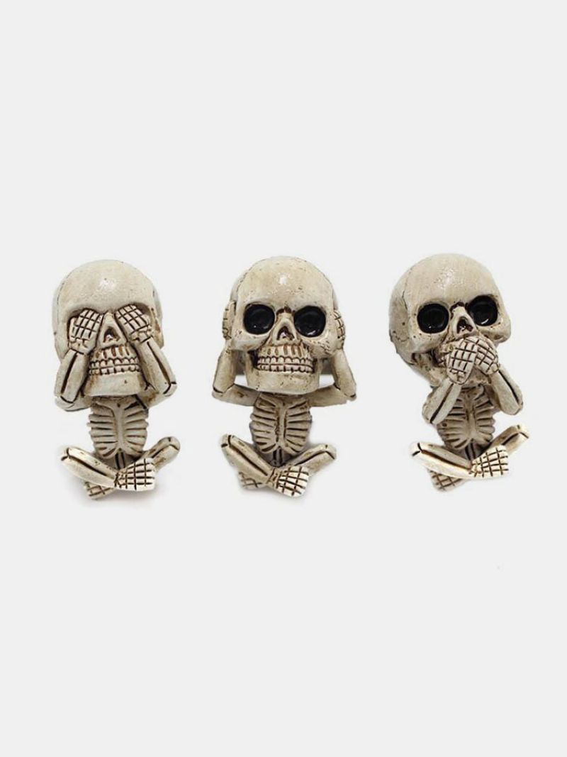 3 Stk Sett Creative Resin Halloween Bone Skull Skjelett Diffuser Car Vent Clip Air Freshener Car Lucky Ornament