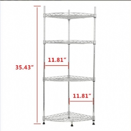 4-hyllers Hjørne Trådhylle Justerbar Metall Frittstående Lagring Display Stativ For Bad Stue Kjøkken