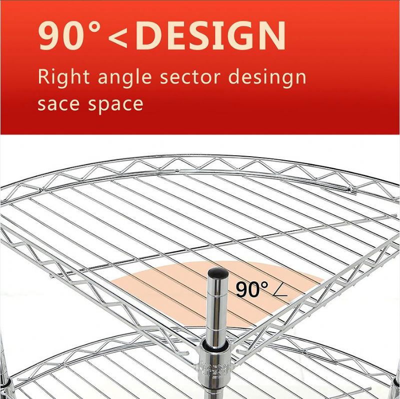 4-hyllers Hjørne Trådhylle Justerbar Metall Frittstående Lagring Display Stativ For Bad Stue Kjøkken