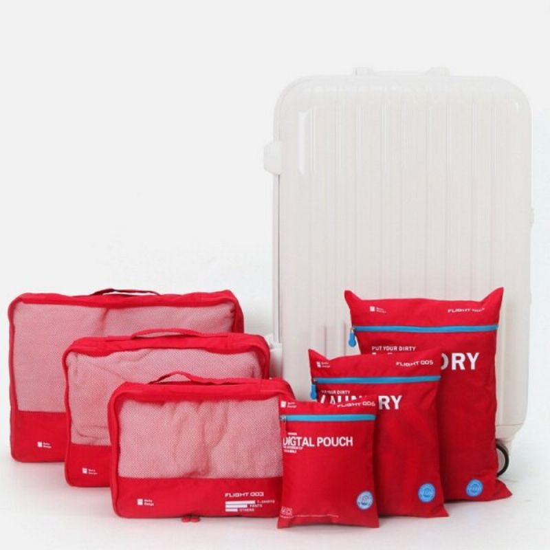 6 Stk Vanntett Reiseoppbevaringspose Klær Ryddig Organizer Must-have Toalett Container Case