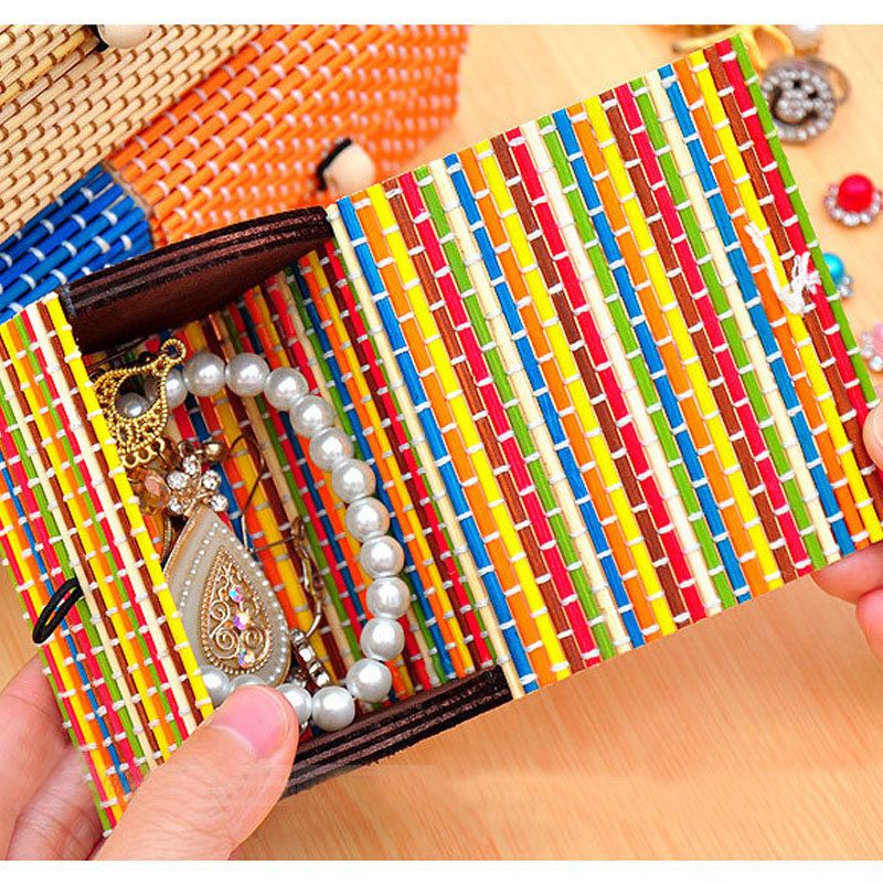 Bambus Liubian Bord Desktop Oppbevaringsboks Smykker Øredobber Diy Organizer