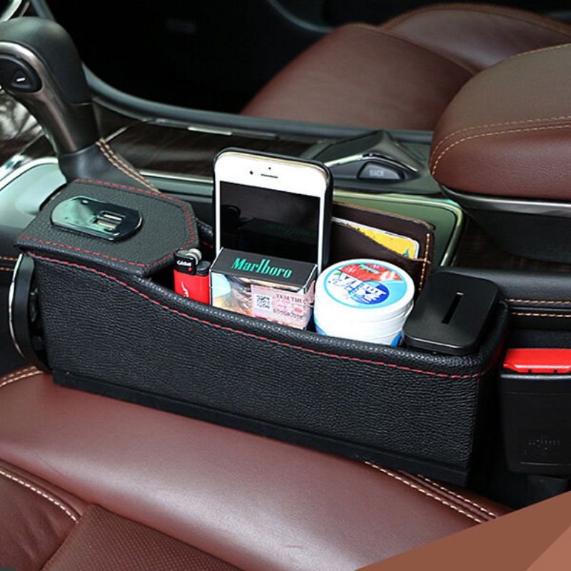 Bilsete Gap Oppbevaringsboks Usb Sete Sprekk Organizer Bag Telefon Ladepute Reise Drikkekoppholder