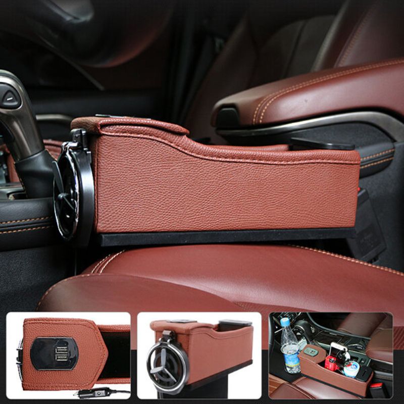 Bilsete Gap Oppbevaringsboks Usb Sete Sprekk Organizer Bag Telefon Ladepute Reise Drikkekoppholder