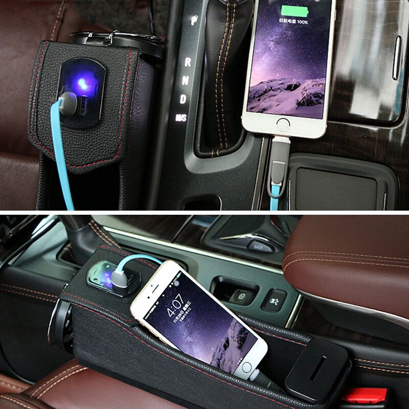 Bilsete Gap Oppbevaringsboks Usb Sete Sprekk Organizer Bag Telefon Ladepute Reise Drikkekoppholder