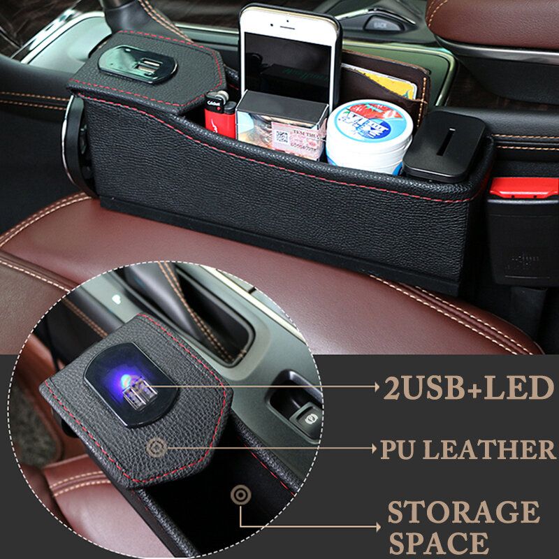 Bilsete Gap Oppbevaringsboks Usb Sete Sprekk Organizer Bag Telefon Ladepute Reise Drikkekoppholder