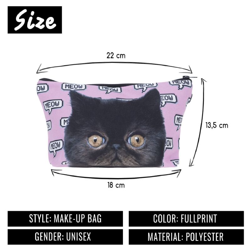 Black Cat Garfield 3d-utskrift Multifunksjonell Kosmetikkveske Clutchbag Oppbevaringsvaskepose