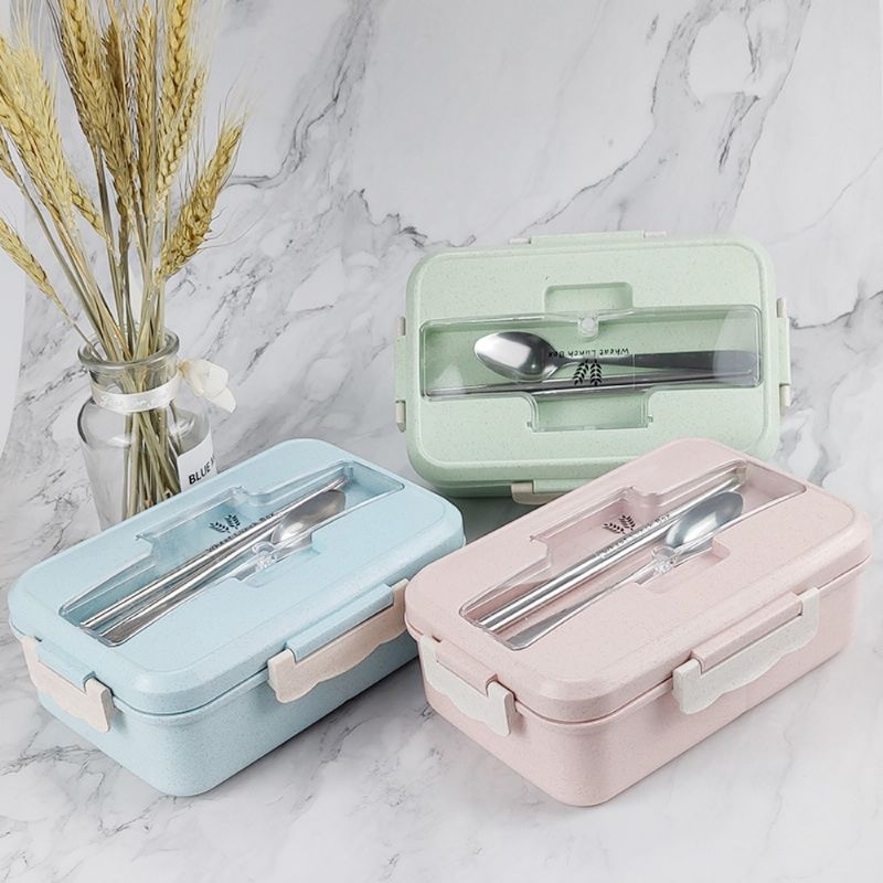 Creative Nordic Style Wheat Straw Bento Box For Studenter Bærbar Mat Grade Lunsjboks