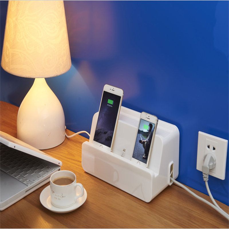 Desktop Wire Power Strip Socket Lader Skjuler Oppbevaringsboks Organizer Holder For Mobiltelefon