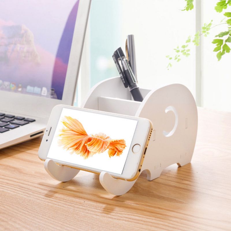 Diy Bærbar Avtakbar Tegneserietelefonholder Elephant Desktop Flat Stand Skrivesaker Oppbevaringsbokser