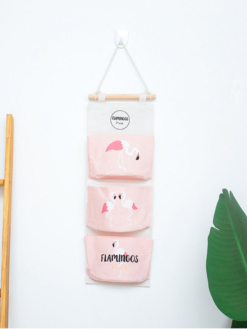 Flamingo Series Hanging Bag Hjem Baderom Kjøkken Halvsirkel Oppbevaringsveske Med Tre Lommer