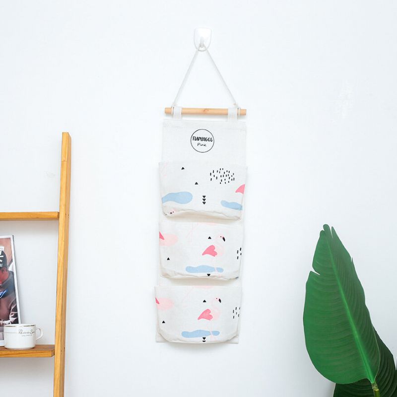 Flamingo Series Hanging Bag Hjem Baderom Kjøkken Halvsirkel Oppbevaringsveske Med Tre Lommer