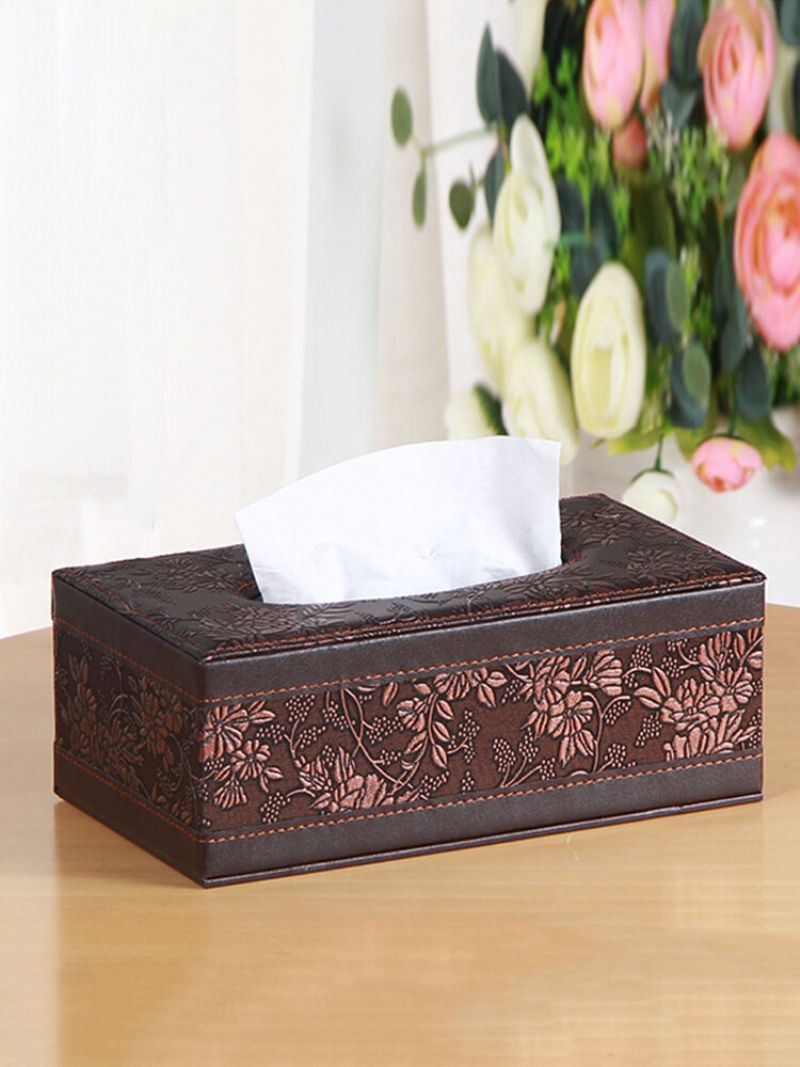 Leather Desktop Car Tissue Box Oppbevaring Smykkeskrin Reorganize Box Office Pen Container