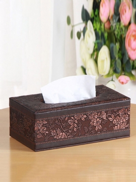 Leather Desktop Car Tissue Box Oppbevaring Smykkeskrin Reorganize Box Office Pen Container