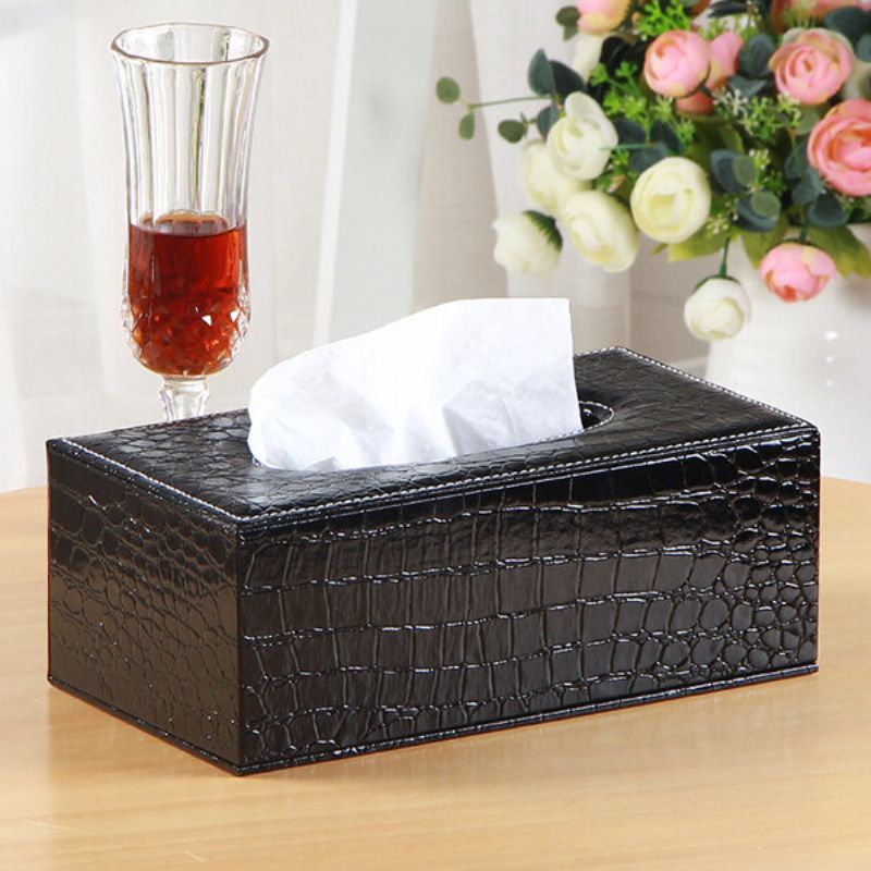 Leather Desktop Car Tissue Box Oppbevaring Smykkeskrin Reorganize Box Office Pen Container