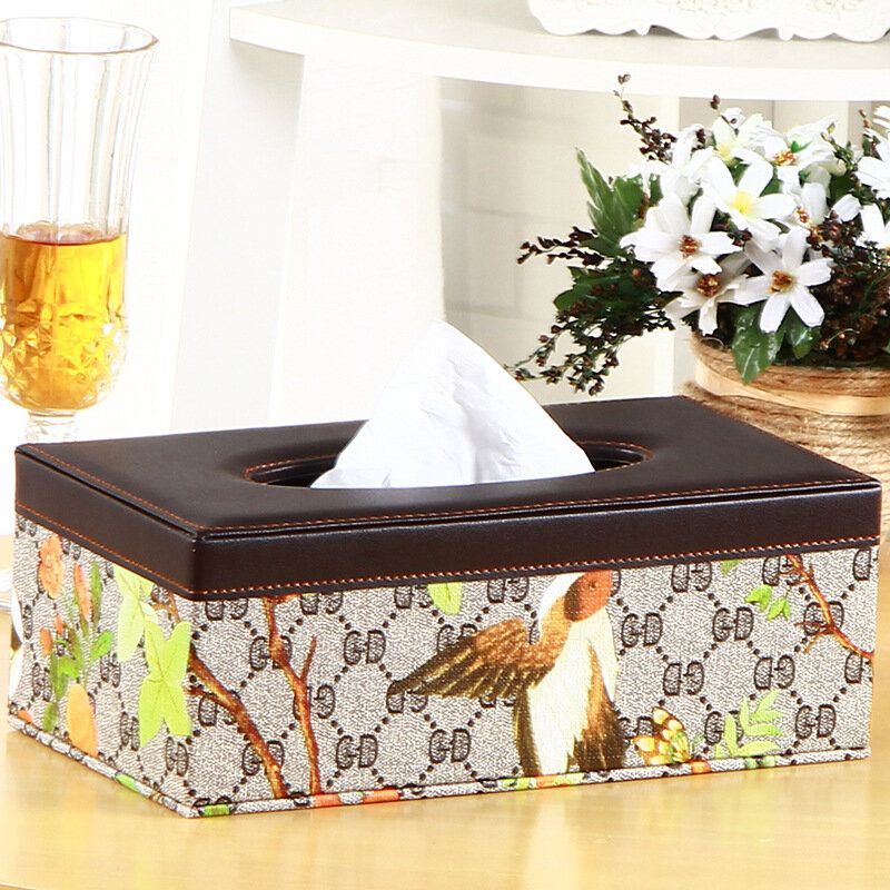 Leather Desktop Car Tissue Box Oppbevaring Smykkeskrin Reorganize Box Office Pen Container