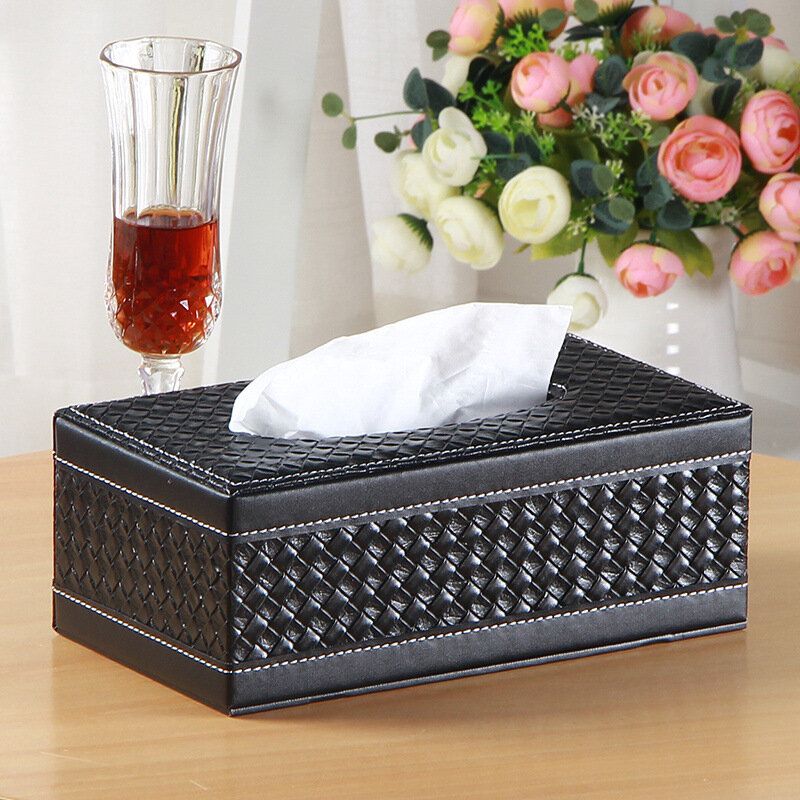 Leather Desktop Car Tissue Box Oppbevaring Smykkeskrin Reorganize Box Office Pen Container