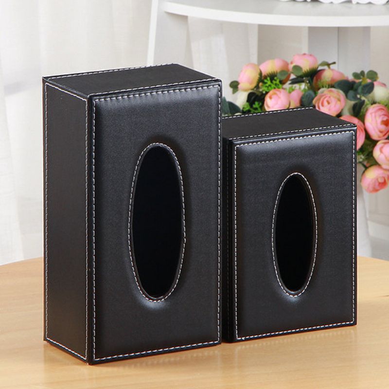 Leather Desktop Car Tissue Box Oppbevaring Smykkeskrin Reorganize Box Office Pen Container