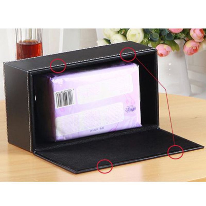 Leather Desktop Car Tissue Box Oppbevaring Smykkeskrin Reorganize Box Office Pen Container