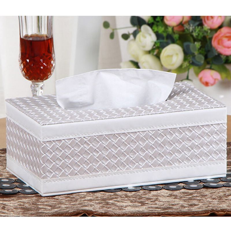 Leather Desktop Car Tissue Box Oppbevaring Smykkeskrin Reorganize Box Office Pen Container