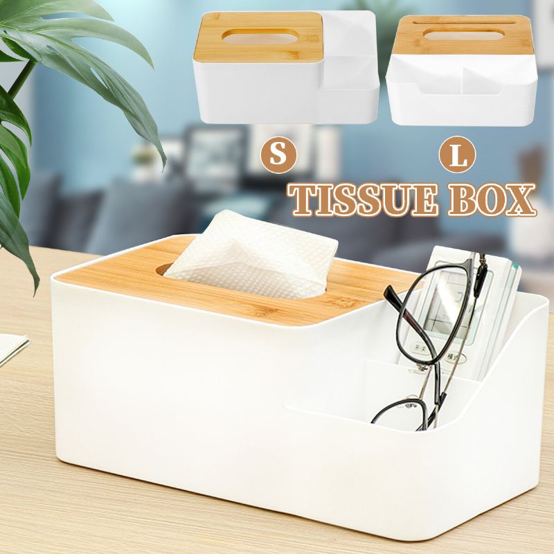 Multifunksjon Pen Blyant Fjernkontroll Treserviett Tissue Box Cover Holder Skrivebord Oppbevaringsboks Container For Hjemme- Og Kontorbruk