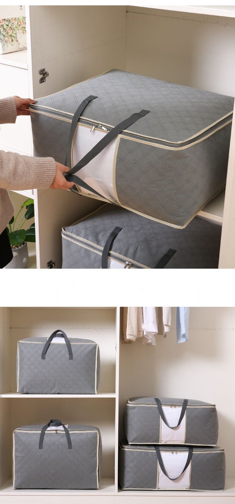 Non-woven Quilt Oppbevaringspose Flyttepakke Duffel Bag Fuktsikker Klesveske