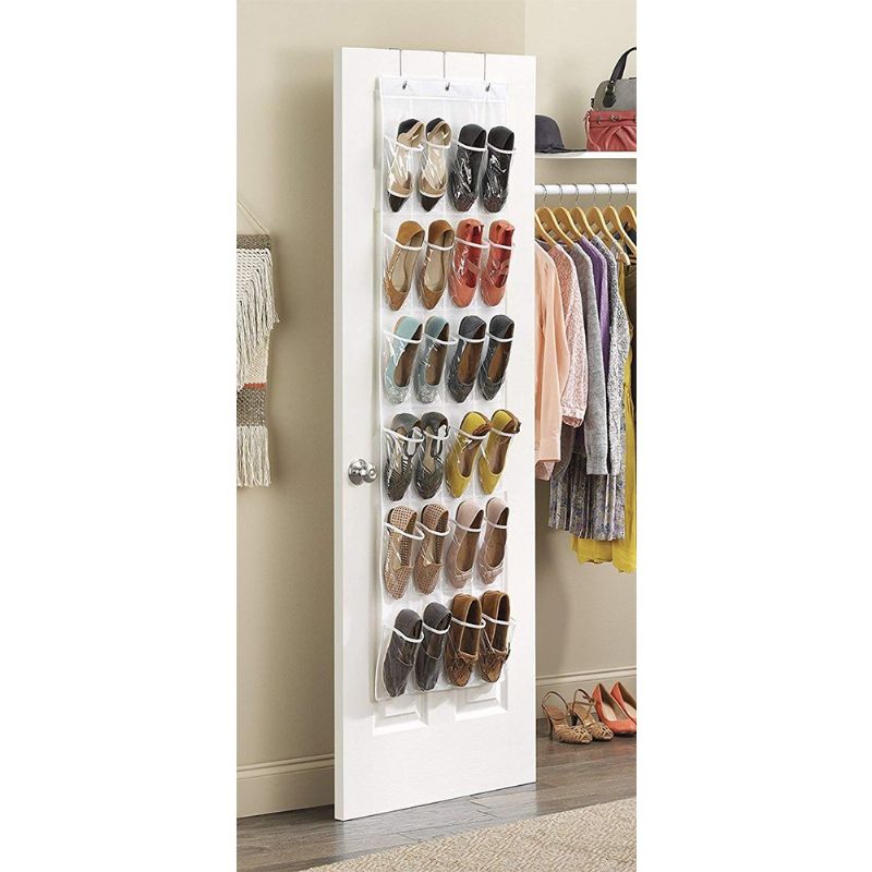 Over The Door Shoe Organizer Med 24 Lommer Multifunksjonell Dørhengende For Sko Luer Sløyfer Sko Sokker Tilbehør