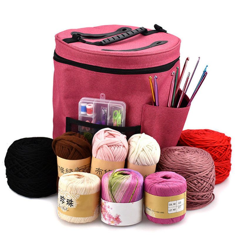 Oxford Cloth Knitting Bag Hekle Organizer Holder Oppbevaring Garn Craft Case