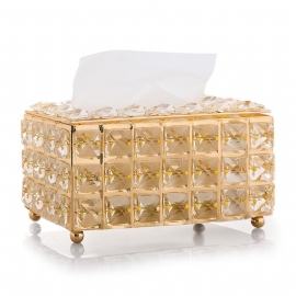 Rhinestone Tissue Box Papirstativ Kontorbord Tilbehør Facial Case Holder Serviettbrett For Home Hotel Car