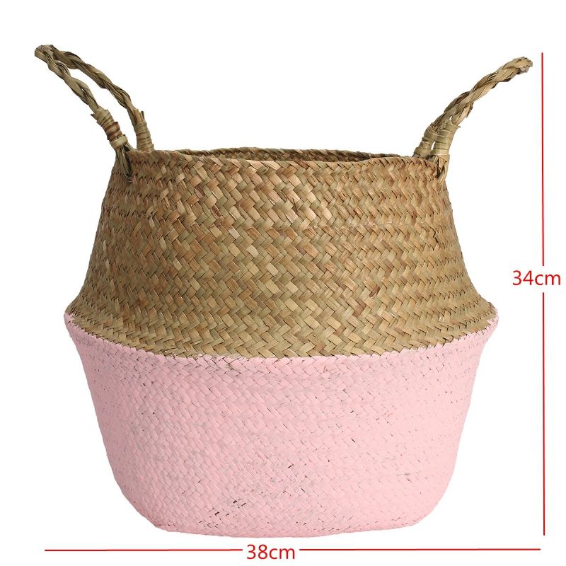 Seagrass Belly Storage Basket Shopping Bag Box Organizer Plant Pot Oppbevaringskurver