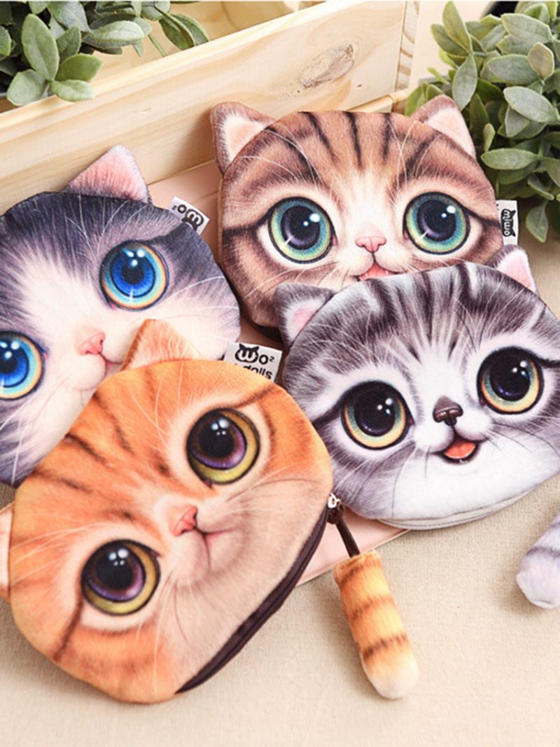 Søt Myntveske Creative Gift 3d Cat Cloth Cartoon Myntpose