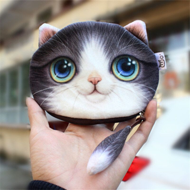 Søt Myntveske Creative Gift 3d Cat Cloth Cartoon Myntpose