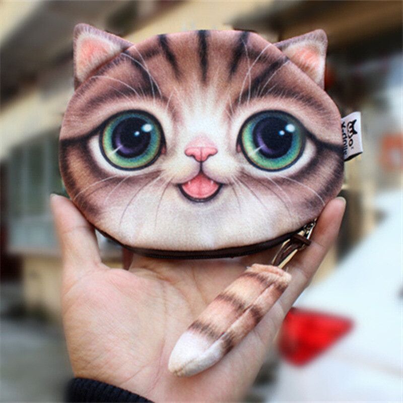 Søt Myntveske Creative Gift 3d Cat Cloth Cartoon Myntpose