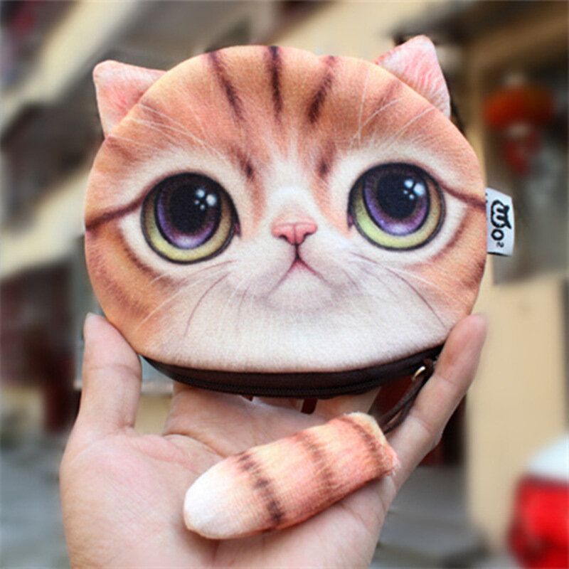 Søt Myntveske Creative Gift 3d Cat Cloth Cartoon Myntpose