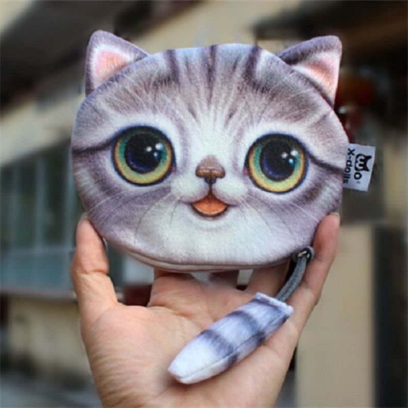 Søt Myntveske Creative Gift 3d Cat Cloth Cartoon Myntpose