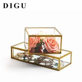 Square Edging Glass Oppbevaringsboks Smykkeskrin Display Rekvisitter Eternal Flower Box Valentinsdag Gaveeske