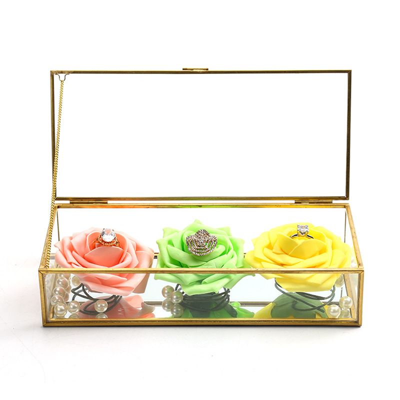 Square Edging Glass Oppbevaringsboks Smykkeskrin Display Rekvisitter Eternal Flower Box Valentinsdag Gaveeske