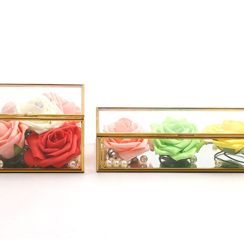 Square Edging Glass Oppbevaringsboks Smykkeskrin Display Rekvisitter Eternal Flower Box Valentinsdag Gaveeske