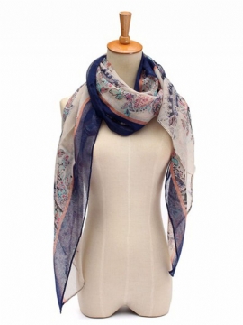 Kvinner Dame Blomster Voile Mykt Langt Sjal Skjerf Wraps Stole Neck