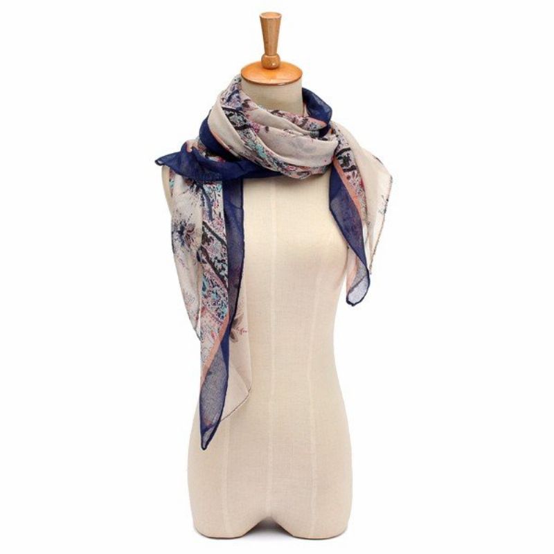 Kvinner Dame Blomster Voile Mykt Langt Sjal Skjerf Wraps Stole Neck