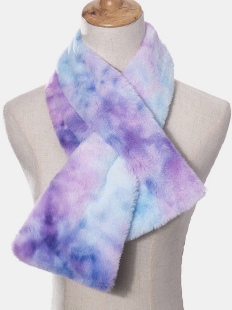 Kvinner Plysj Plus Thicken Tie-dye Varmt Uformelt All-match Nakkebeskyttelsesskjerf