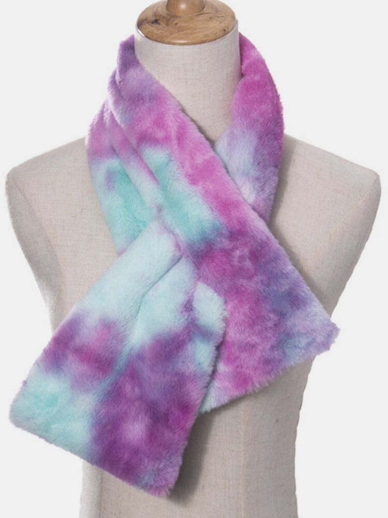 Kvinner Plysj Plus Thicken Tie-dye Varmt Uformelt All-match Nakkebeskyttelsesskjerf