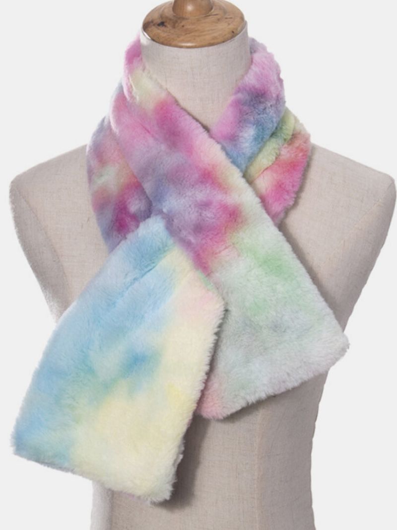 Kvinner Plysj Plus Thicken Tie-dye Varmt Uformelt All-match Nakkebeskyttelsesskjerf