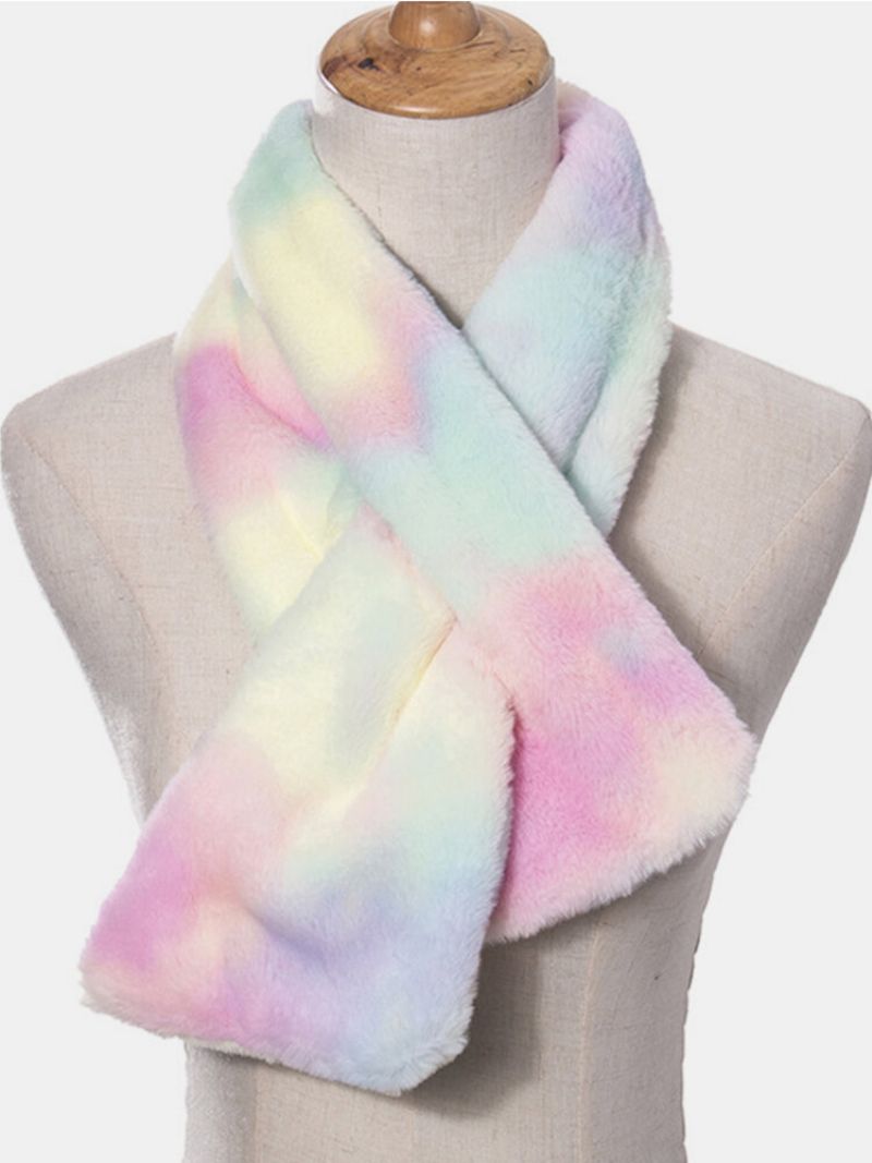 Kvinner Plysj Plus Thicken Tie-dye Varmt Uformelt All-match Nakkebeskyttelsesskjerf